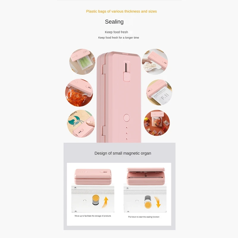 حقيبة السدادة الحرارية الصغيرة المحمولة ، السدادة المحمولة باليد ، أكياس الرقائق ، الأكياس البلاستيكية ، تخزين الطعام