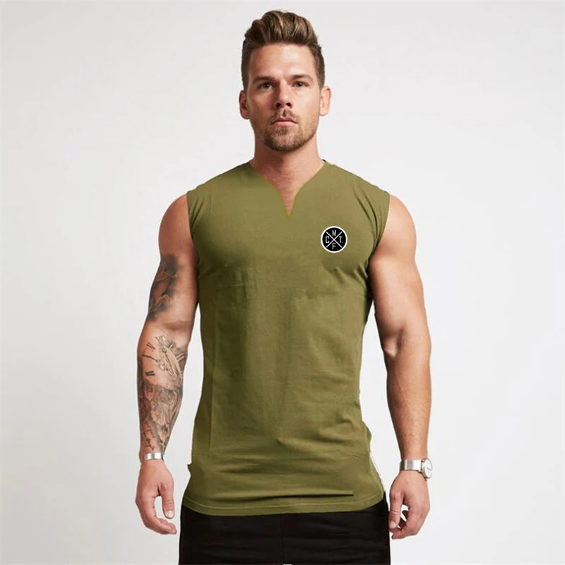 Nieuwe Mens Training Sport Casual Workout Tank Top Musculation Gym Kleding Bodybuilding Fitness Singlets Mouwloze V-hals Vest