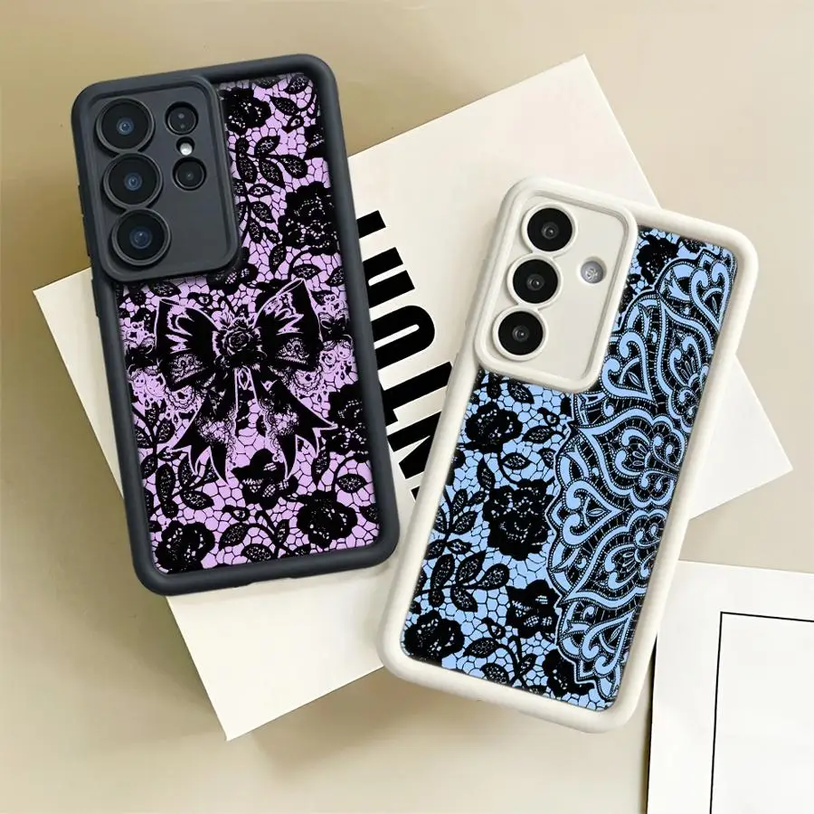 Black Lace Cool Phone Cover Case for Samsung Galaxy S26 Ultra S25 S25 Edge S22 S20FE S24Ultra S23 FE S24 Plus S21