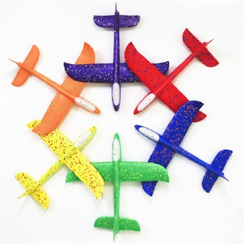 48CM LED Hand Throw Outdoor Toys Flying Glider Planes Foam Aircraft Model Resistant Breakout Aircraft Children Party Kids Game