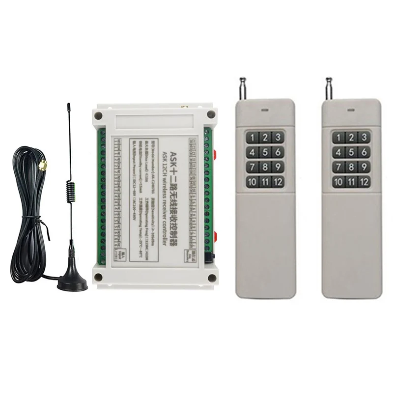 3000m DC 12V 24V 36V 48V 12CH RF Wireless Remote Control Switch System Transmitter & Receiver/lamp/Garage Door/shutters/window