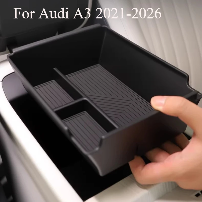 

Органайзер-лоток для центральной консоли Audi A3 2021-2026 - Индивидуальный ящик для хранения в подлокотнике с противоскользящим ковриком, аксессуары для интерьера