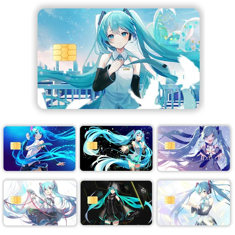 Hatsune Miku Anime Credit Card Stickers Bank Card Cartoon Protective Cover Sticker Waterproof No Fade Big and Small Chip Sticker