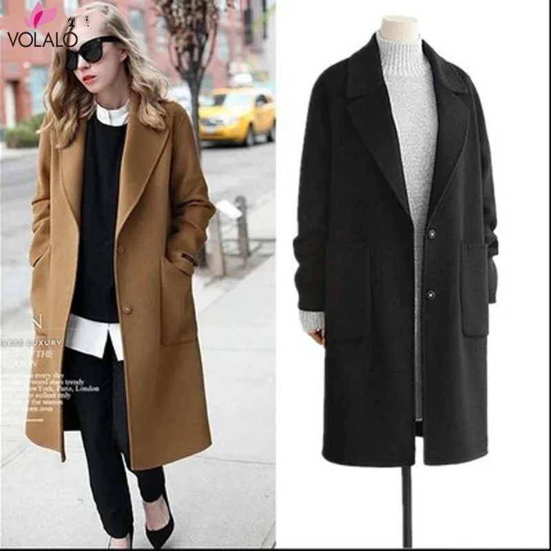 

VOLALO Women Woolen Coats Female Winter Jackets Elegant Wool Blends Coat Ladies Purple Windbreaker Outwear 2024 New