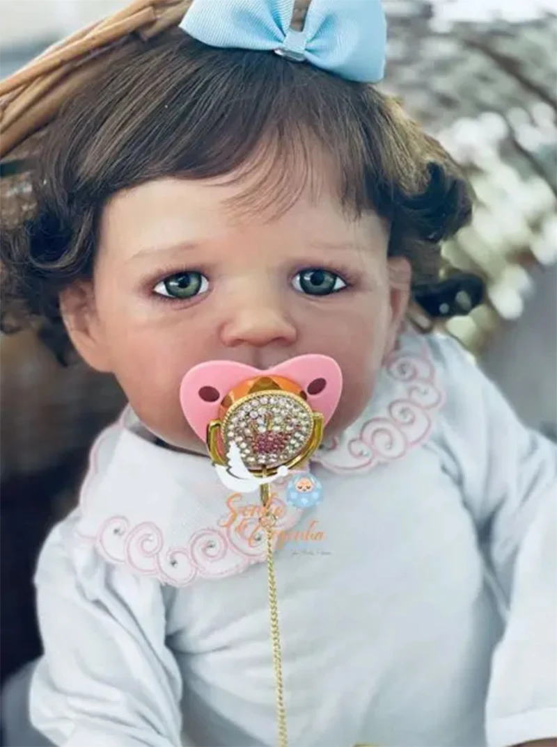 24 Inch Dark Skin Reborn Doll Kit Sandie Painted Doll Parts Black Rooted Curly Hair DIY Toy Muñecas Куклы Реборн Birthday Gift