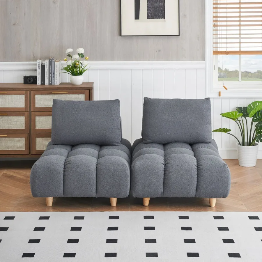 

60 inches long Teddy Sofa Fabric with spacious and comfortable seats for Apartment Office Living Room Gray