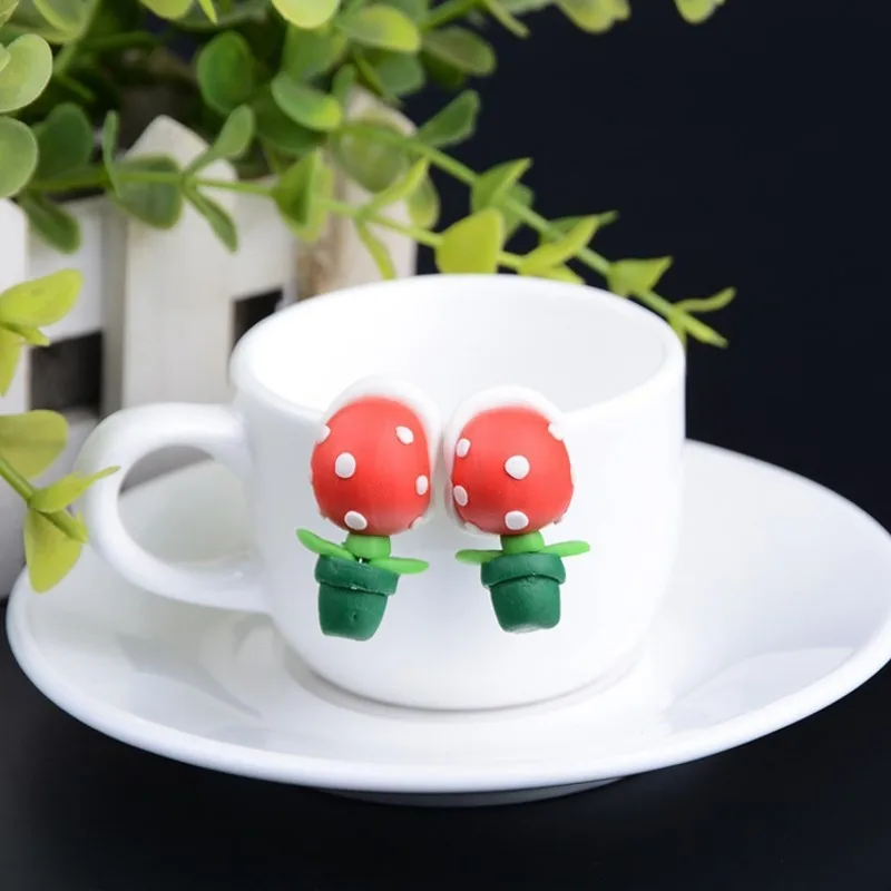 Super Mario Bros Stud Earrings Anime Chomper Fashion Jewelry Women Cosplay Ear Clip Earrings Party Dress Up Accessories Gifts