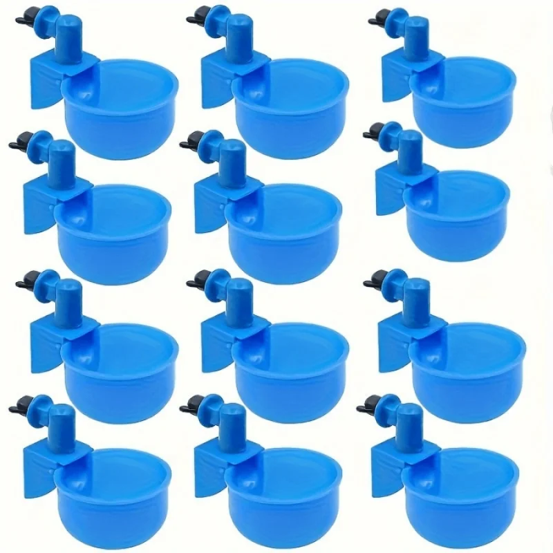 12pcs Automatic Feeder, Water Cups For Chicken, Pigeons, Automatic Poultry Drinker, Plastic Poultry Waterer Kit, Farm Supplies