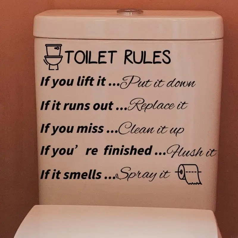 Toilet Rules Sign Bathroom Vinyl Decals Removable Wall Quotes PVC Sticker Warm Reminder Art Decor Home Decorations 