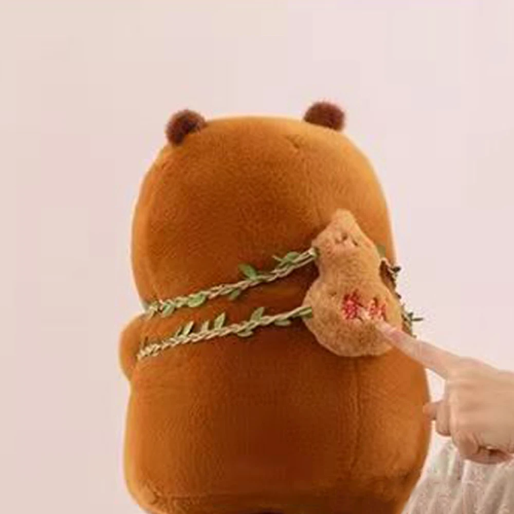 الإبداعية لتكون غنية كابيبارا رقيق القرع على ظهره كابيبارا القطن دمية الحيوان البني كابيبارا محشوة دمية غرفة ديكور #3