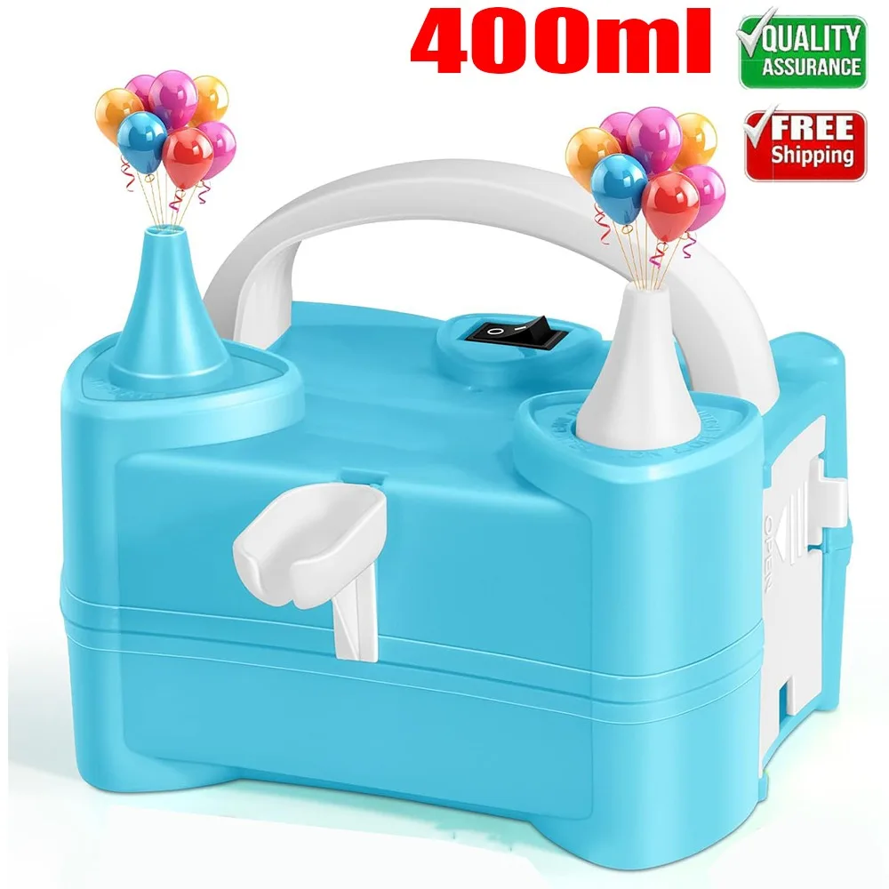Pompe à air électrique pour ballons à 2 modes, équipée de 2 buses de gonflage et d'un outil de nouage intégré, gonfleur rapide pour les arrangements de ballons DIY lors de fêtes d'anniversaire, de mariages, de Noël et de célébrations de vacances.