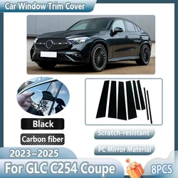 8PCS Car Window Cover For Mercedes Benz GLC C254 AMG 2023 2024 2025 2026 B C Column Pillar Film Stickers Tools Auto Accessories