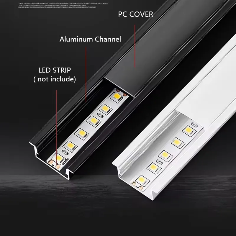 LED Aluminium Profiel Kast Licht PC Diffuser Kanaal U/W Type Garderobe Boekenkast Kast Plafond Muur Hoek Harde Strip Licht