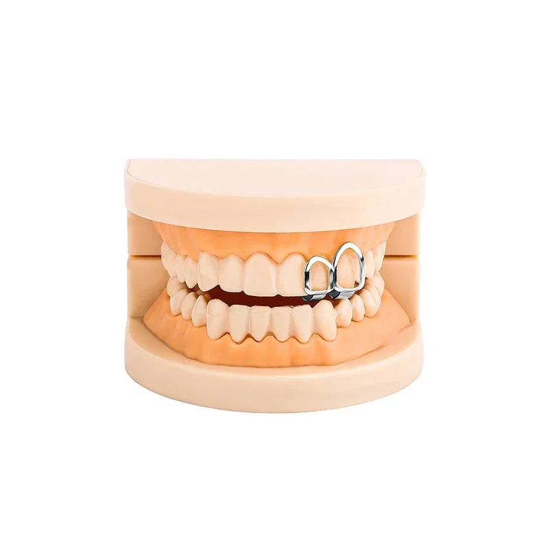 1PCS Hip Hop Fashion Single Vertical Bar Teeth Grillz Braces Hollow Tooth Caps Zircon Dental Grills For Women Men Jewelry