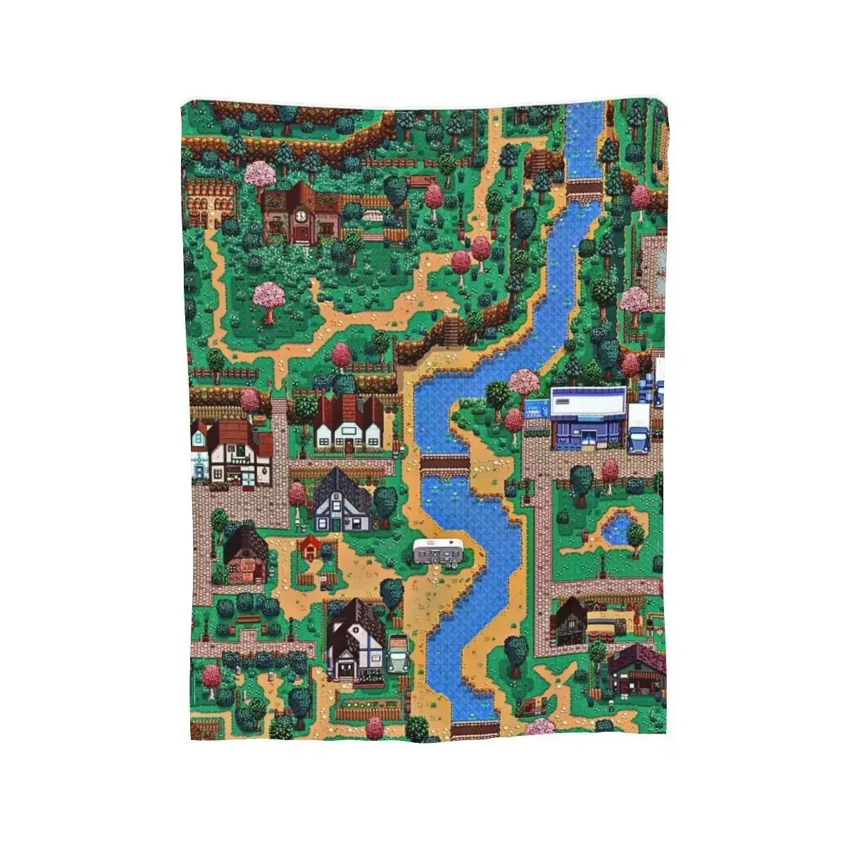 Stardew Valley Town Map Blankets Soft Warm Flannel Throw Blanket Bedding for Bed Living room Picnic Travel Home Sofa