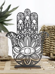 Black Wooden Desk Decor Hamsa Hand Evil Eye Home Decorations Table Decoration Hollow Out Desk Accessories Room Decor Aesthetics