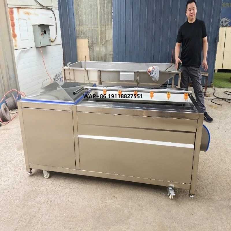 800kg/h Automatic Fruit & Vegetable Peeling Machine Cassava Potato Brush Cleaning and Washing Peeling Machine