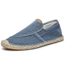 Mens Flax Espadrille Loafers Slip-On Comfort Shoes with Round Toe Fashion Women Canvas Walking Shoes Casual Fisherman Driving