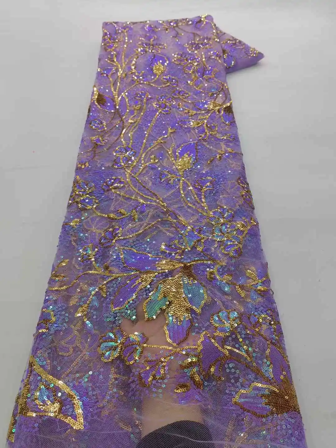 

Sequins Tulle Lace Fabric Nigerian 2026 High Quality African French Sequins Embroidery Mesh Lace Fabric for Sewing Party Dresses