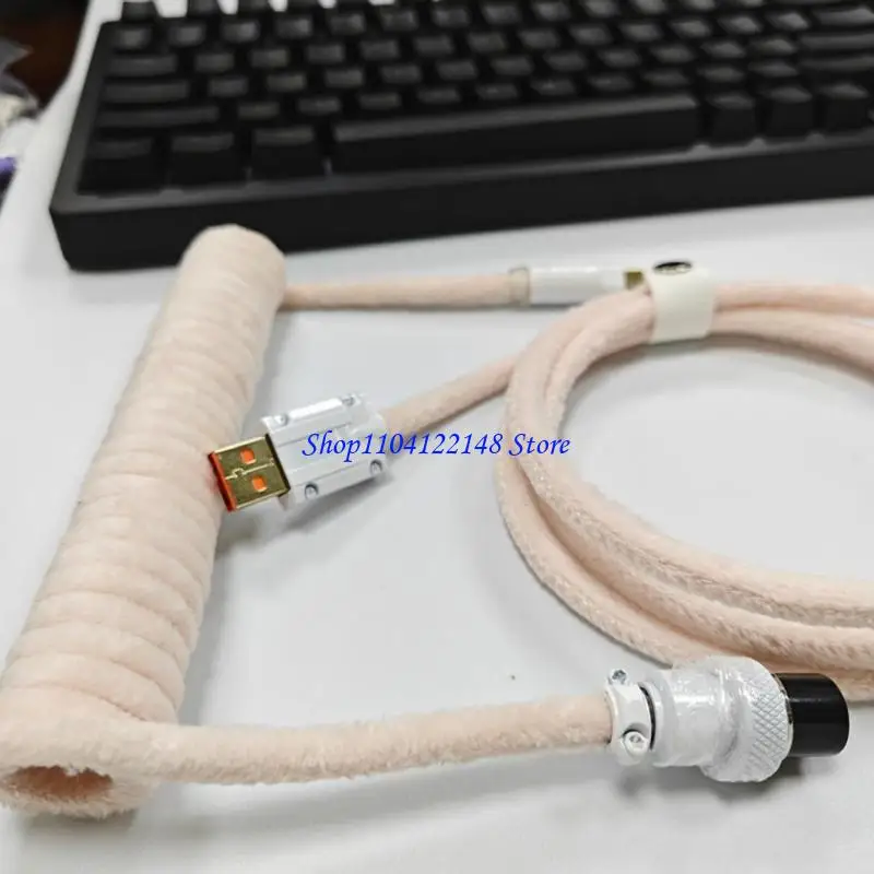 

P9FA Plushie Sleeve Coiled Cable for Mechanical Keyboards, USB C Fast Speed Data Sync