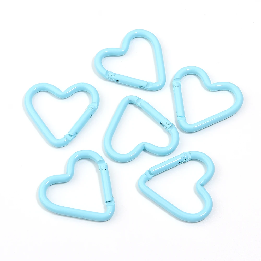 5 Stück Herzförmige Karabiner-Schlüsselanhänger, bunte Legierungs-Federhaken für DIY-Schlüsselanhänger, Schmuckverschluss, Verbindungsstücke, Zubehör – Detail 10