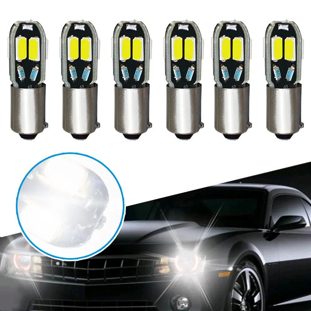 

10pcs Car Clearance Lights Side Canbus BA9S 5630 8LED Light Bulbs White T4W 12V Smd Xenon Light Bulbs Car Interior Accessories