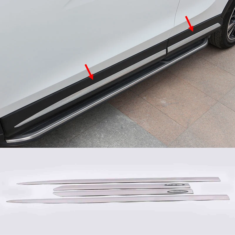 

For Mitsubishi Eclipse Cross 2018 2019 2020 2021 steel Chrome Side Door Car Body Molding skirts scratch resistant Cover Trim