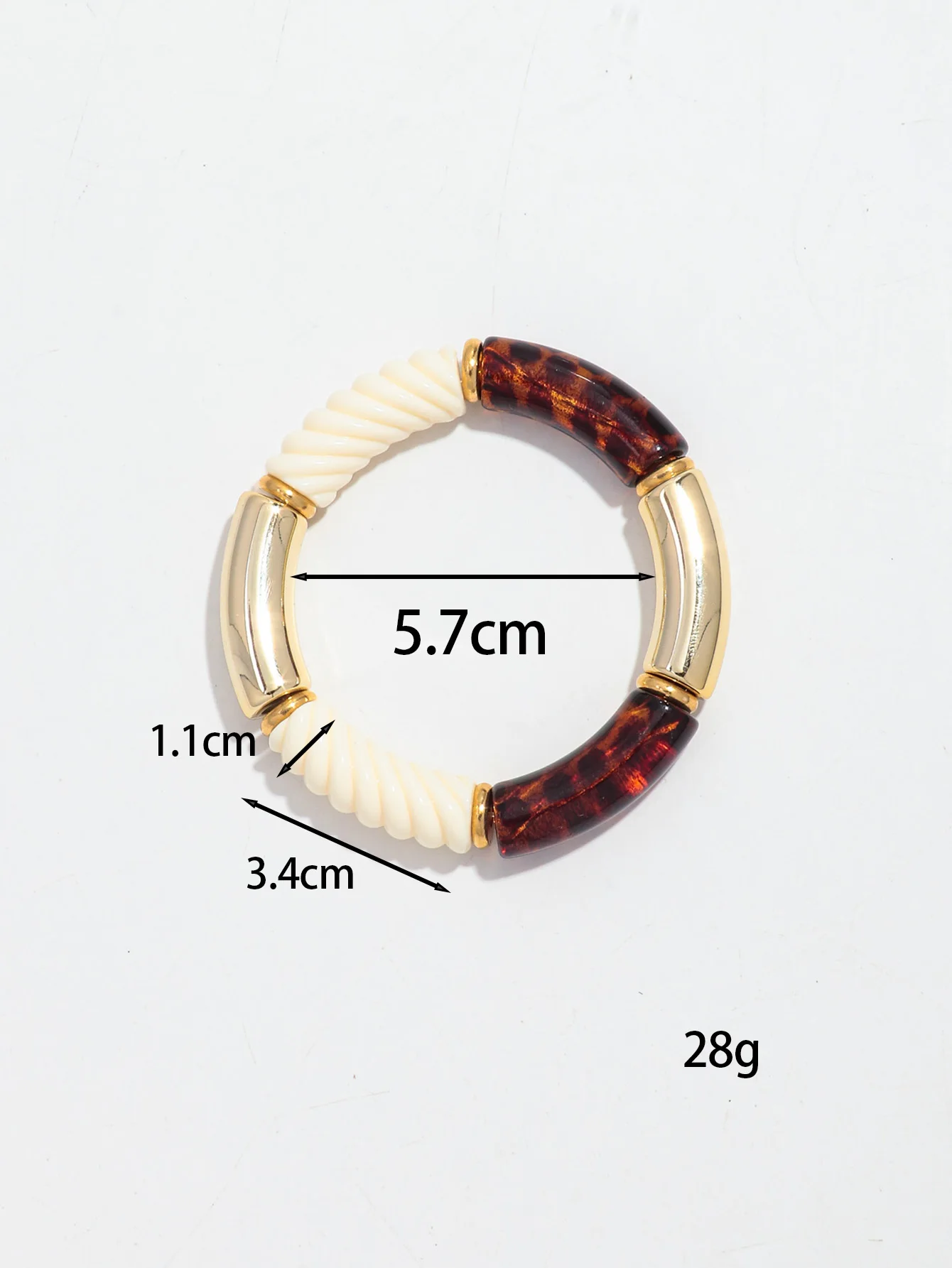 New Acrylic Bamboo Curved Tube Couple Bracelets for Women Men Leopard Resin Chunky Elbow Beads Elastic Bangle Stack Jewelry Gift