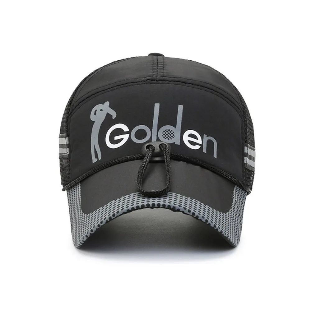 Portable Quick Dry Mesh Men's Hats Breathable with Windproof Rope Baseball Caps Solid Color Sun Protective Hats Summer