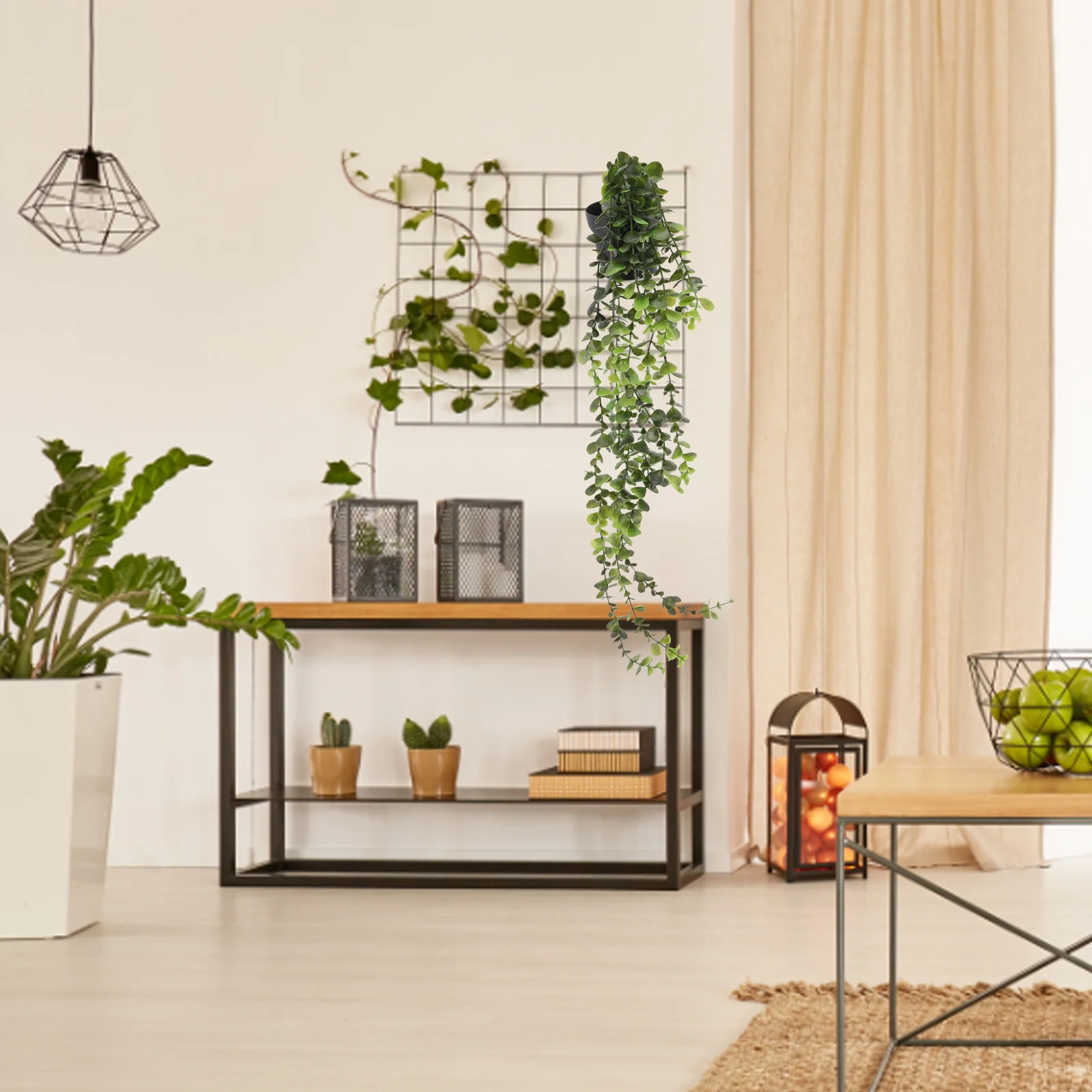 

2Pcs Faux Plant Rattan Pendant Wall Mounted Hanging Decoration Realistic Fake Greenery Garden Fence Home Outdoor Scene Props