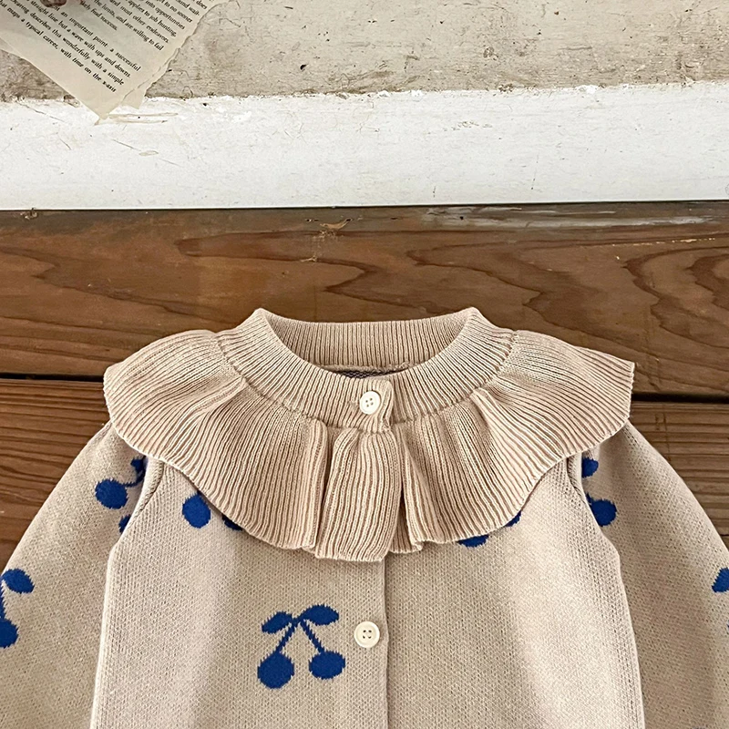 2024 New Autumn Baby Girl Clothing Newborn Baby Girls Sweater Coat Long Sleeved Print Toddler Baby Girl Knitting Cardigan