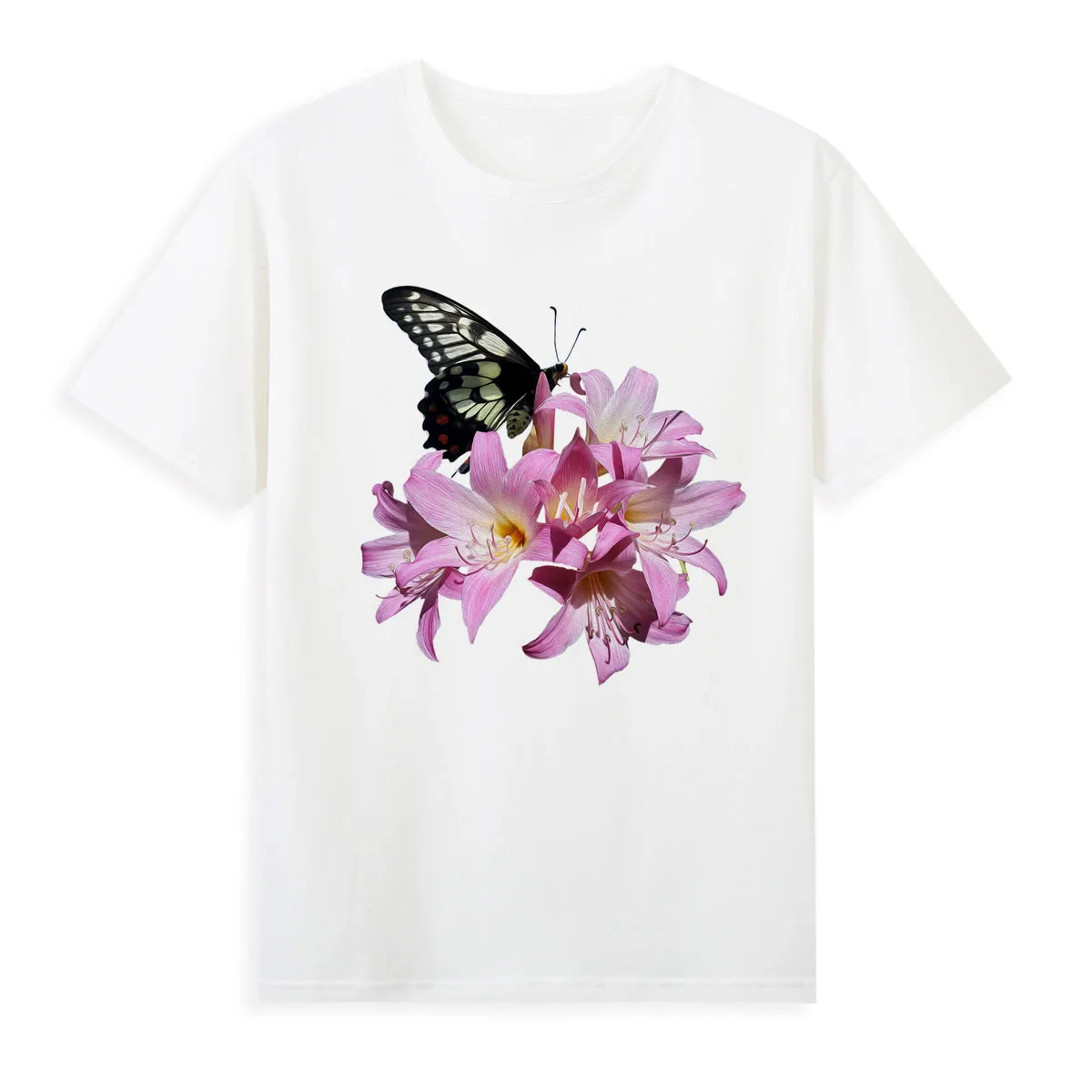 

A beautiful purple flower print T-shirt for ladies Spain's hottest new flower Tshirt Women's casual summer top tees A1-100