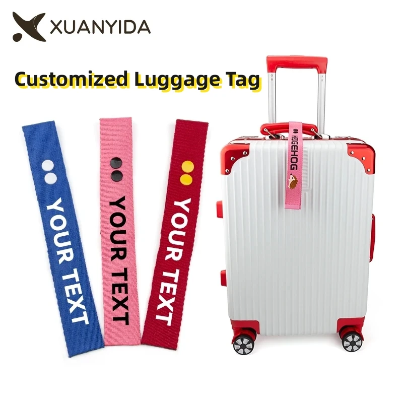 

Custom Embroidered Travel Luggage Bag Tag Hanging on Suitcase With Name Phone Number Anti-lost Strap Pendant Travel Accessories