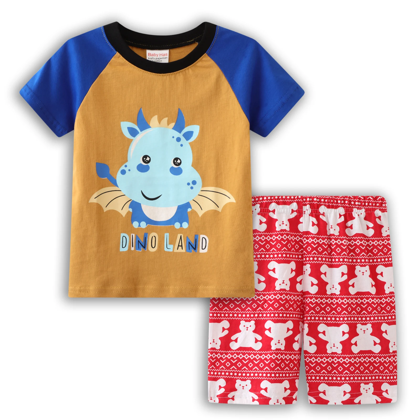 طقم ملابس نوم للأولاد ذو سمكة كبيرة صغيرة PJS: طقم ملابس نوم لطيف مطبوع عليه سلسلة طعام، بيجامة قطنية مريحة مع تي شيرت وبنطلون قصير للأعمار من 2 إلى 7 سنوات #5