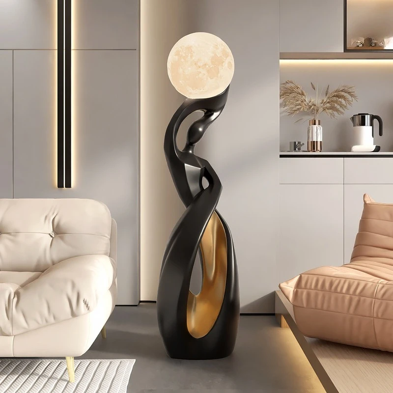 

Large floor-to-ceiling abstract art ornament lamp, living room TV cabinet, home decoration