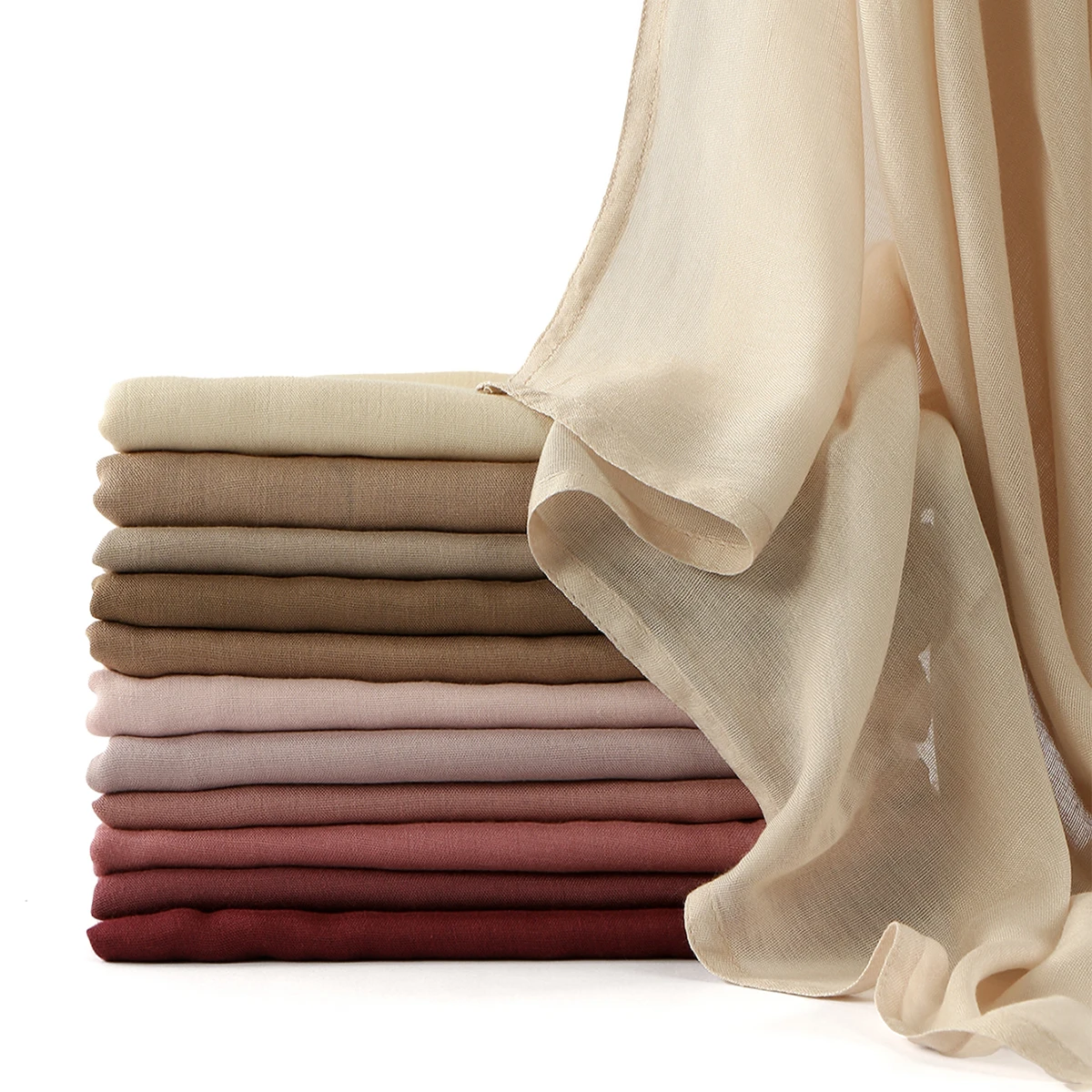 Cotton Rayon Modal Hijab Scarf For Women Long Muslim Shawl Plain Soft Turban Head Wraps For Women Headscarf Tudung