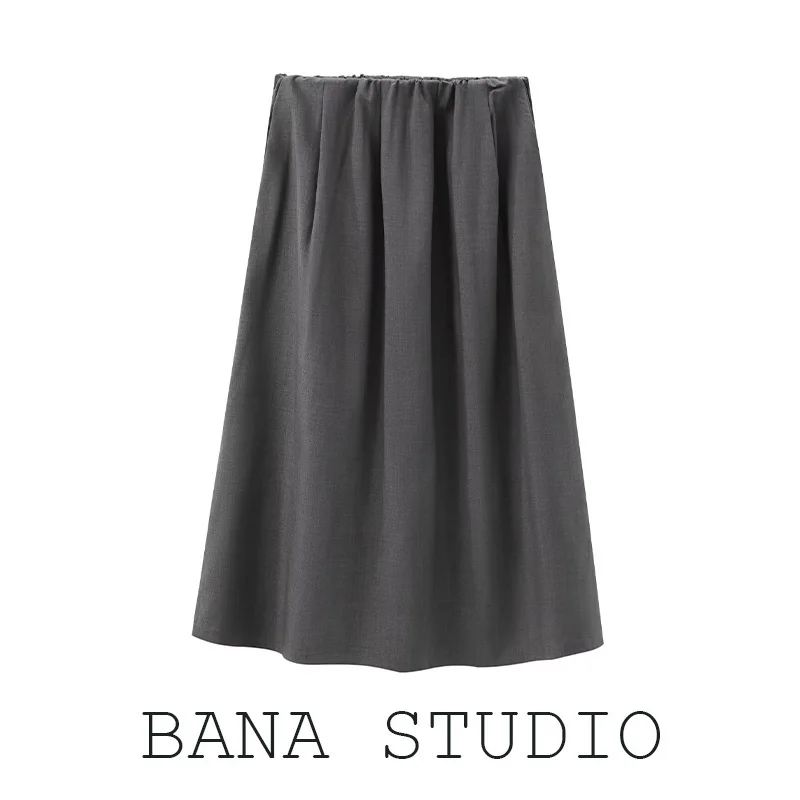 

Эластичная юбка-миди трапециевидной формы с высокой талией BANA ey для женщин, юбки длиной до колена, деловые повседневные однотонные летние 2023 г.