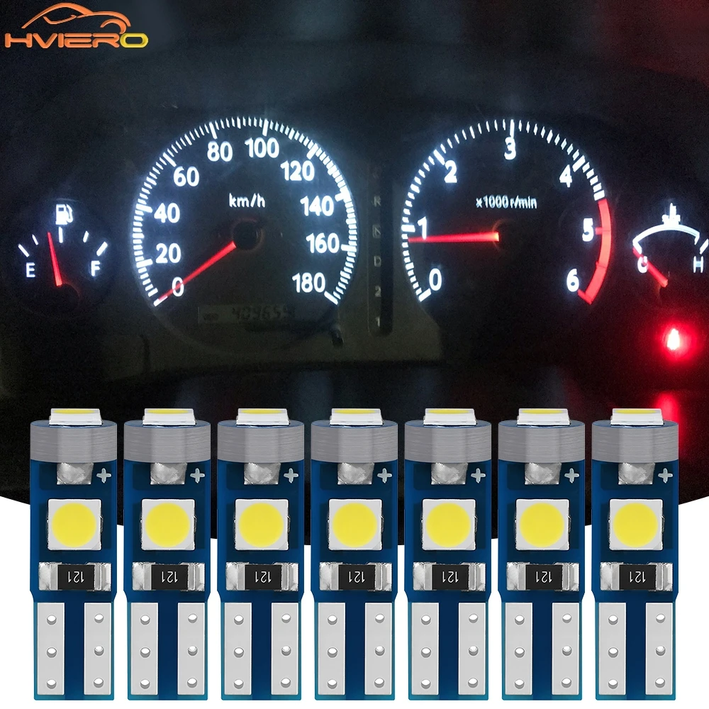 

10pcs T5 W3W 3SMD LED Bulb Super Bright 3030 12V Car Dashboard Interior Dome Reading Light Auto Side Wedge Indicator Signal Lamp