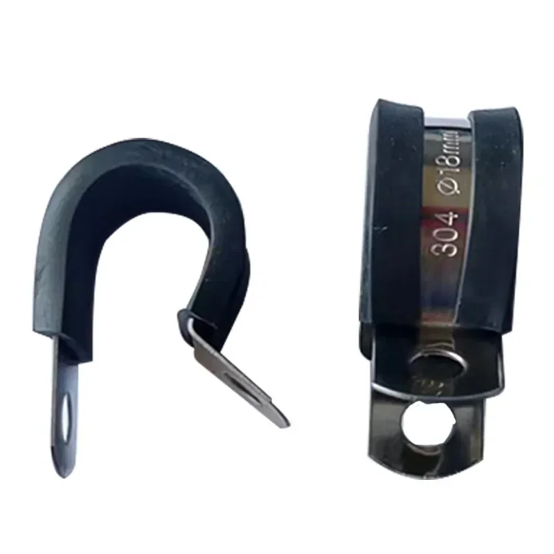 10pc Rubber Lined P Clips Cable Mounting Hose Pipe Clamp Fixing Pipes Stainless Steel Hardware Fasteners 6/8/10/12/14/16/20/24mm
