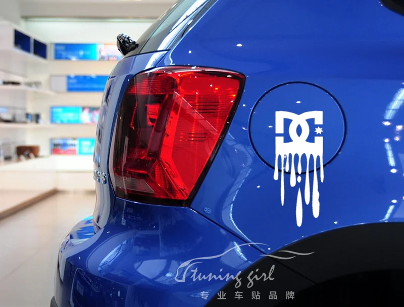 Car Stickers DC Block Flow Drip Funny Reflective Decoration For Trunk Windshield Bumper Window Motorcycle Helmet AutoStyling D40