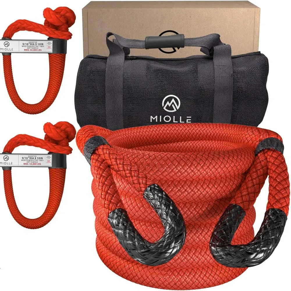 

Heavy-Duty Kinetic Recovery Tow Rope, 1-1/4 x 30ft, 53000 lbs Capacity with 2 Spectra Shackles, 9/16 x 10, 54000 lbs Capacity