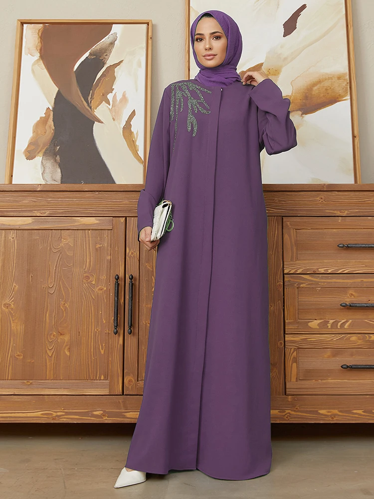 Vai Chi Tiết Abaya Phụ Nữ Hồi Giáo Hồi Giáo Dài Đầm Áo Khoác Ngoài 4 Mùa Vai Chi Tiết Có Túi