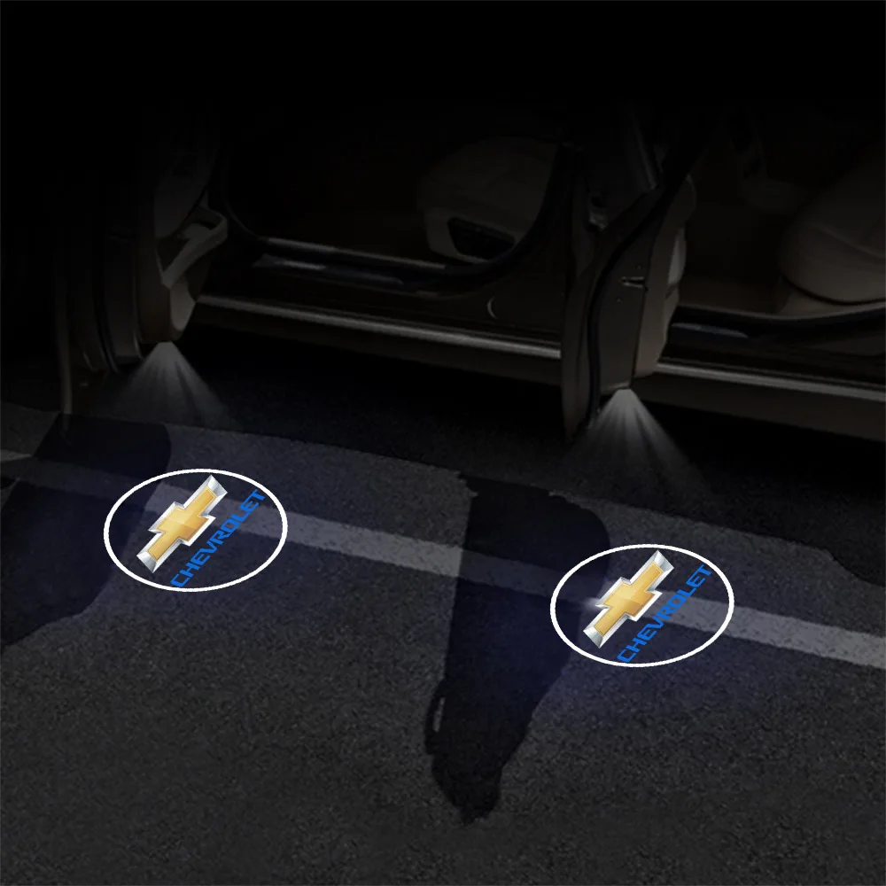 1/2Pcs Car Door Welcome Projector Lights Wireless Induction Lamp for Chevrolet Cruze Captiva Sonic Spark Onix Aveo Orlando Sail