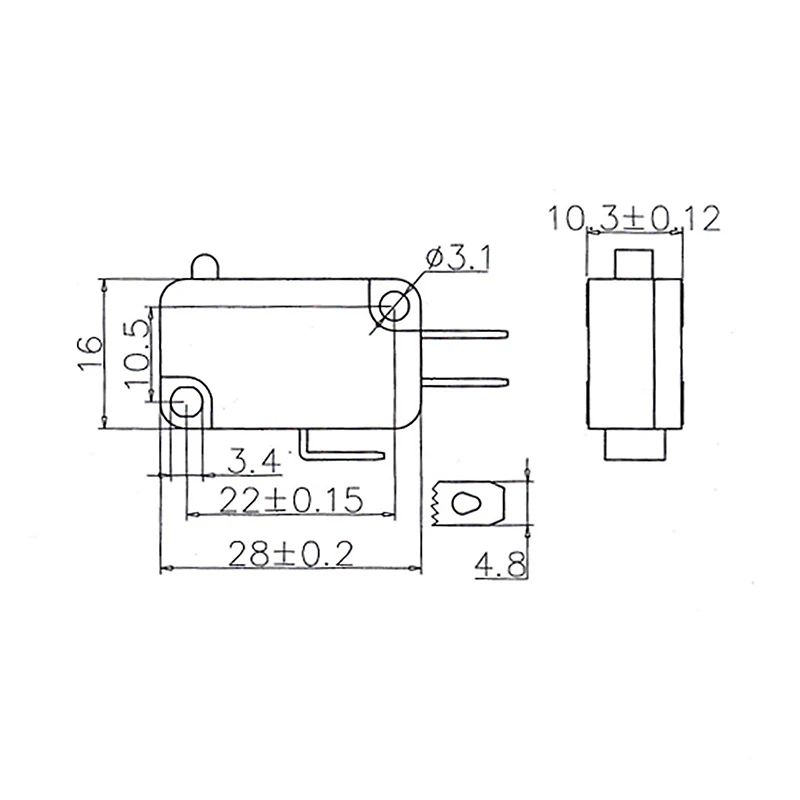 2 Stuks Automatische Reset Micro Limit Switch Vervanging KW7-0-A Ac125 V/250V 16a Zilver Contact Boiler Limiter