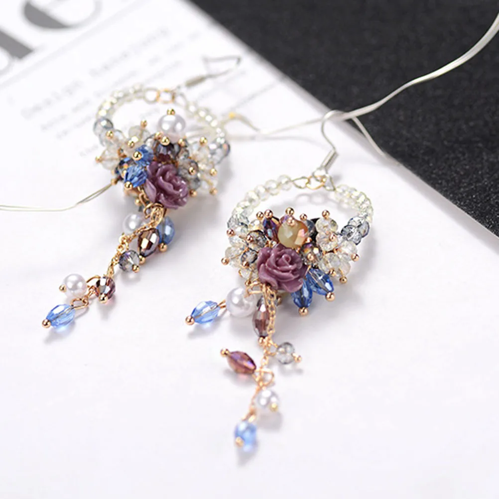 

Crystal Flower Earrings Fashion Dangle Earrings Premium Finish for Birthday Party Work Shopping Elegant Women Jewelry Gift