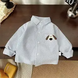 DIIMUU Spring&Autumn Kids Boys Clothes Cotton Tops Child Baby Boy Striped Letter Print Shirts Casual Clothing