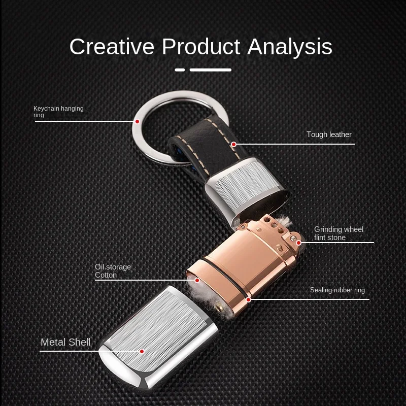 Metal Personalized Kerosene Grinding Wheel Open Flame Lighter Keychain Portable Outdoor Mini Multi-purpose Lighter