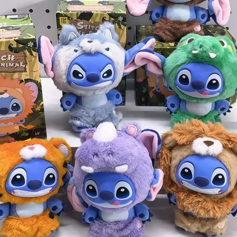 

Новый Toptoy Disney Stitch Wild Animal Series Виниловая глухая коробка Kawaii Stitch Кукла Сумка Подвеска Настольный орнамент Xmax Игрушка в подарок