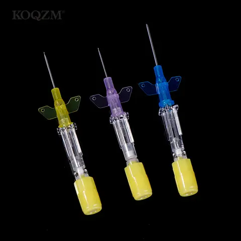 일회용 동물 IV 캐뉼라 정맥 주입 카테터, 날개 포함, 애완견 고양이 수의학 도구, 22G, 24G, 26G