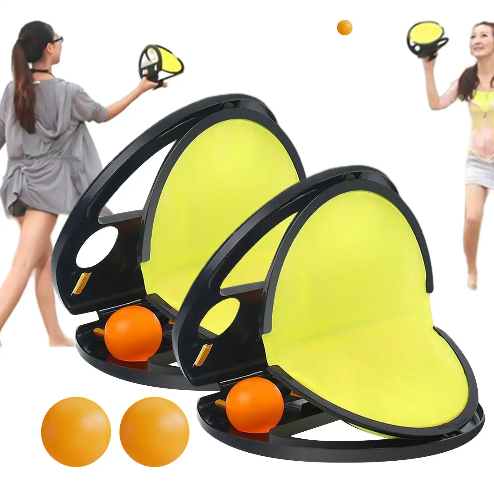 Toss And Catch Ball Game Set 2Pcs Magic Sticky Ball Racket Pocket Interactive Toy Portable Outdoor Activity Game For Backyard